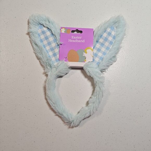 New DanDee Easter Bunny Ears Headband 8 Lot White Blue Plush Gingham Plaid NWT - Picture 12 of 14